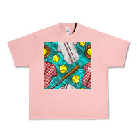 Salmon softball uniform glove and bat with field seamless pattern Urban Heavy Tee - BundleAndBundleShop