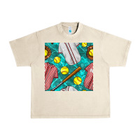 Sandshell softball uniform glove and bat with field seamless pattern Urban Heavy Tee - BundleAndBundleShop