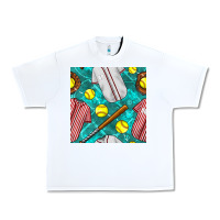 White softball uniform glove and bat with field seamless pattern Urban Heavy Tee - BundleAndBundleShop
