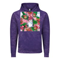Cloud Purple cute snowman and gift box with leopard seamless pattern bbs Vintage Hoodie - BundleAndBundleShop