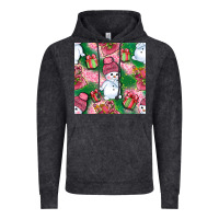 Vintage Black cute snowman and gift box with leopard seamless pattern bbs Vintage Hoodie - BundleAndBundleShop