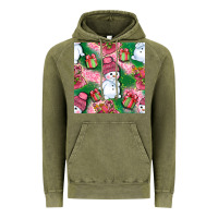 Vintage Olive cute snowman and gift box with leopard seamless pattern bbs Vintage Hoodie - BundleAndBundleShop