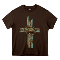 Chocolate Brown cross with thorn Heavy Core Tee - BarkalooDesign