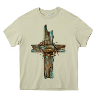 Mossy cross with thorn Heavy Core Tee - BarkalooDesign