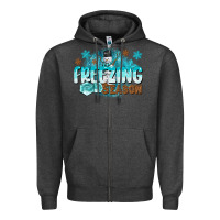 Charcoal Heather freezing season Zipper Hoodie - CowGirlArtShop