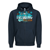 Navy freezing season Zipper Hoodie - CowGirlArtShop