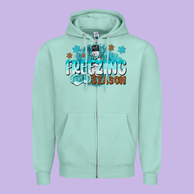 Freezing Season Zipper Hoodie Designed By Cowgirlartshop