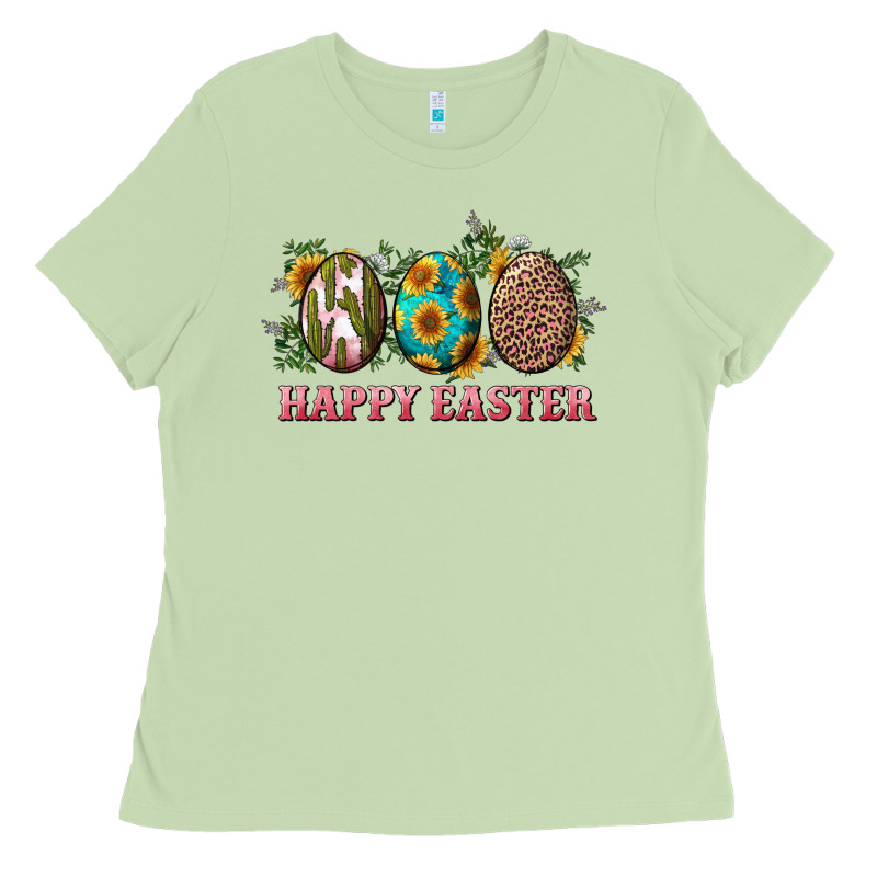 Happy Easter With Western Eggs And Sunflowers Ladies Tee by RanaPortraitStore | Teevron