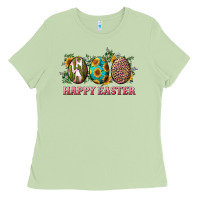 Matcha Happy Easter With Western Eggs And Sunflowers Ladies Tee - RanaPortraitStore