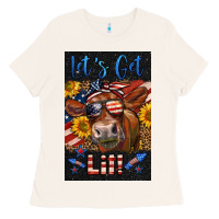 Western Let's Get Lit Cow Ladies Tee | Teevron