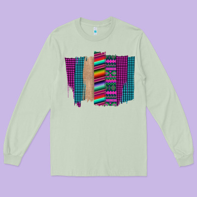 Western Farm Life Serape Brush Stroke Long Sleeve Tee Designed By Bettercallsaul