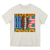 Cream American football and america Heavy Core Tee - NancyCooperArtShop