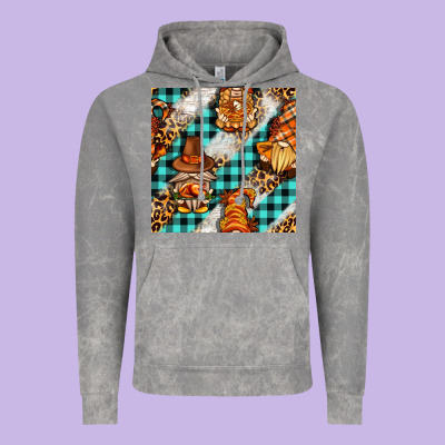 Thanksgiving Gnomies With Leopard And Tartan Seamless Pattern Bbs Vintage Hoodie Designed By Bundleandbundleshop