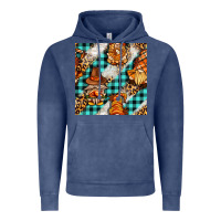 Vintage Denim thanksgiving gnomies with leopard and tartan seamless pattern bbs Vintage Hoodie - BundleAndBundleShop