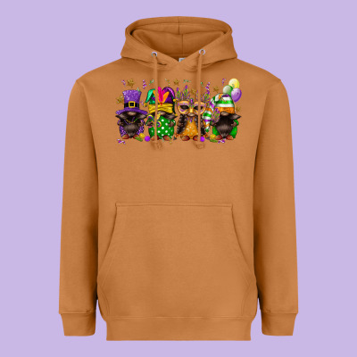 Mardi Gras Afro Gnomies Heavyweight Hoodie Designed By Fadigitalartstudio