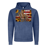 Vintage Denim American Wolves with Sunflower Background Png Vintage Hoodie - Jasminsmagicworld
