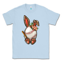 Dusty Blue Baseball Easter Bunny Classic Tee - BundleAndBundleShop