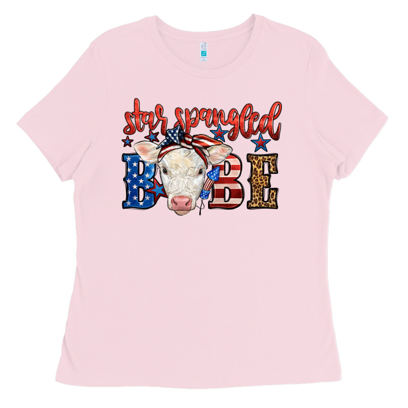 Western Star Spangled Baby Cow Ladies Tee by LillyAllenDesigns | Teevron