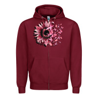 Burgundy cancer sunflower Zipper Hoodie - CowGirlArtShop