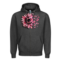Charcoal Heather cancer sunflower Zipper Hoodie - CowGirlArtShop