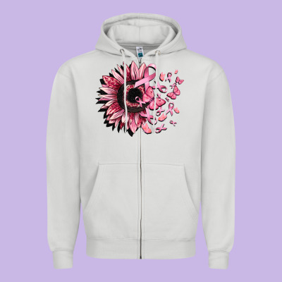 Cancer Sunflower Zipper Hoodie Designed By Cowgirlartshop