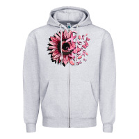 Heather Grey cancer sunflower Zipper Hoodie - CowGirlArtShop