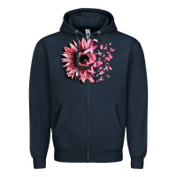 Navy cancer sunflower Zipper Hoodie - CowGirlArtShop