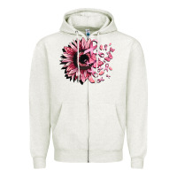 Oatmeal Heather cancer sunflower Zipper Hoodie - CowGirlArtShop