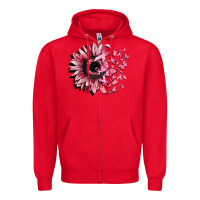 Red cancer sunflower Zipper Hoodie - CowGirlArtShop