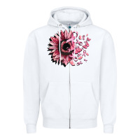 White cancer sunflower Zipper Hoodie - CowGirlArtShop