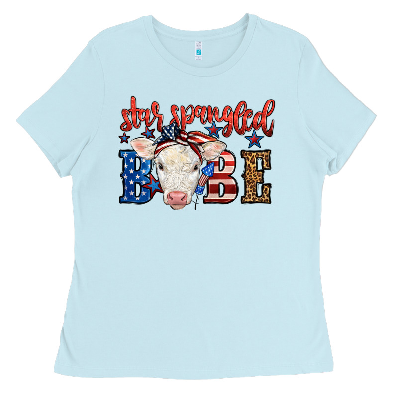 Western Star Spangled Baby Cow Ladies Tee by LillyAllenDesigns | Teevron