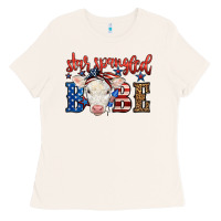 Bone Western Star Spangled Baby Cow Ladies Tee - LillyAllenDesigns