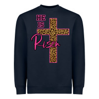 Navy He Is Risen Leopard Heavyweight Sweatshirt - Bettercallsaul