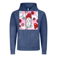 Vintage Denim cute snowman and snow flakes seamless pattern bbs Vintage Hoodie - BundleAndBundleShop