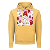 Vintage Mustard cute snowman and snow flakes seamless pattern bbs Vintage Hoodie - BundleAndBundleShop