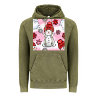Vintage Olive cute snowman and snow flakes seamless pattern bbs Vintage Hoodie - BundleAndBundleShop