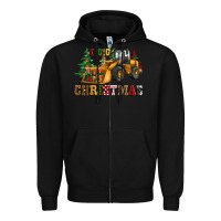 Black i dig christmas bulldozer Zipper Hoodie - CowGirlArtShop