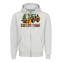 Dove Grey i dig christmas bulldozer Zipper Hoodie - CowGirlArtShop