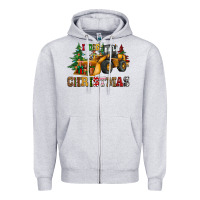 Heather Grey i dig christmas bulldozer Zipper Hoodie - CowGirlArtShop