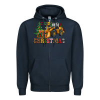 Navy i dig christmas bulldozer Zipper Hoodie - CowGirlArtShop