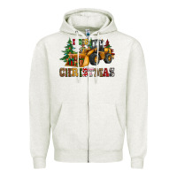 Oatmeal Heather i dig christmas bulldozer Zipper Hoodie - CowGirlArtShop