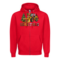 Red i dig christmas bulldozer Zipper Hoodie - CowGirlArtShop