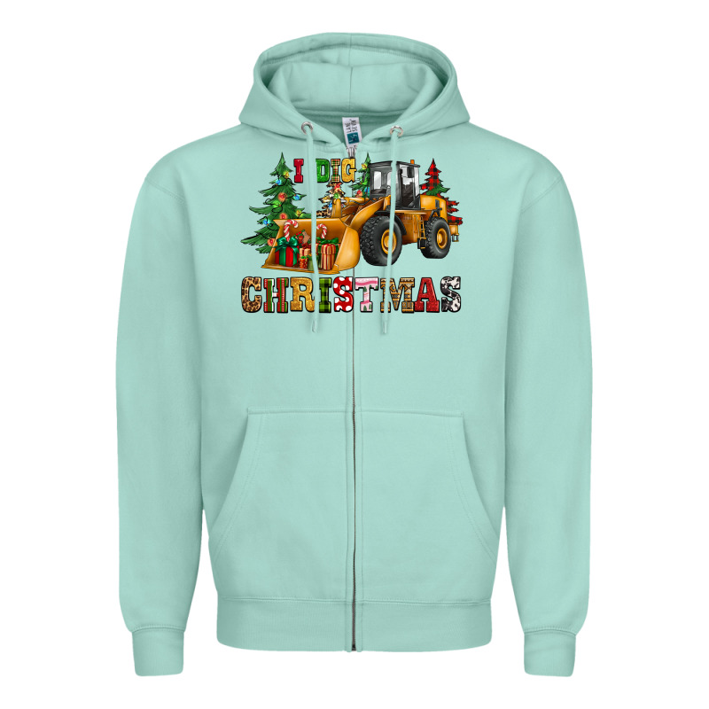 I Dig Christmas Bulldozer Zipper Hoodie by CowGirlArtShop | Teevron