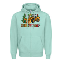 Seafoam i dig christmas bulldozer Zipper Hoodie - CowGirlArtShop