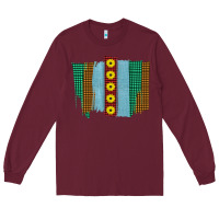 Burgundy Western Sunflower Farm Life Brush Strokes Long Sleeve Tee - Bettercallsaul
