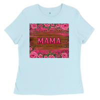 Baby Blue floral leopard mama tumbler Ladies Tee - BarkalooDesign