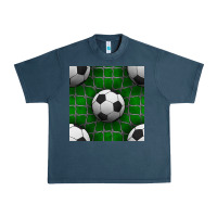Midnight Navy soccer ball with goal nets seamless pattern Urban Heavy Tee - BundleAndBundleShop