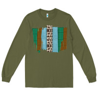 Army Green Western Farm Life Cowhide Brush Strokes Long Sleeve Tee - Bettercallsaul