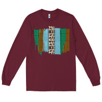 Burgundy Western Farm Life Cowhide Brush Strokes Long Sleeve Tee - Bettercallsaul