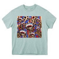 Arona american flag lips leopard Heavy Core Tee - NancyCooperArtShop